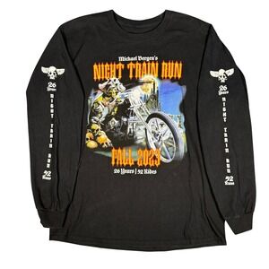 Michael Bergen Night Train Run Fall 2023 Biker Long Sleeve Shirt Mens Black L